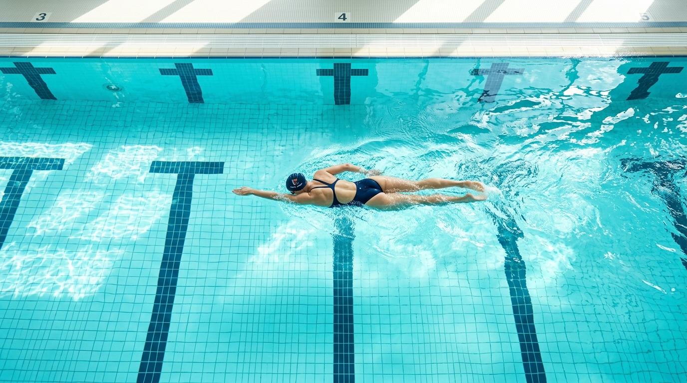 Pokojné plávanie v čistej vode — pohľad zhora